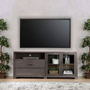 Gray transitional TV stand w/ optional tower + bridge by Furniture of America additional picture 2