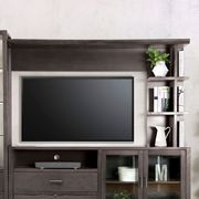 Gray transitional TV stand w/ optional tower + bridge by Furniture of America additional picture 9