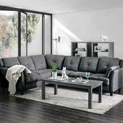 Linen like fabric contemporary sectional in gray additional photo 2 of 9