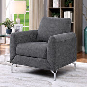Gray linen-like fabric contemporary sofa additional photo 2 of 9