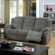 Gray transitional recliner sofa w/ 2 recliners additional photo 3 of 4