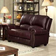 Top grain leather match transitional style loveseat by Furniture of America additional picture 2