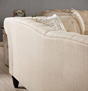 Soft beige linen fabric sofa additional photo 4 of 9