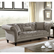 Soft gray linen fabric sofa additional photo 2 of 9