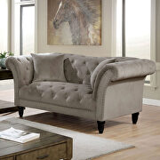 Soft gray linen fabric sofa by Furniture of America additional picture 9