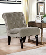 Soft gray linen fabric chair additional photo 3 of 2