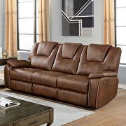 Dynamically upholstered brown faux-leather power recliner sofa by Furniture of America additional picture 7