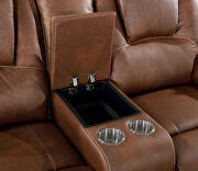 Dynamically upholstered brown faux-leather power recliner loveseat by Furniture of America additional picture 3