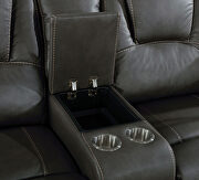 Dynamically upholstered gray faux-leather power recliner sofa additional photo 3 of 7