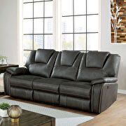 Dynamically upholstered gray faux-leather power recliner sofa by Furniture of America additional picture 8