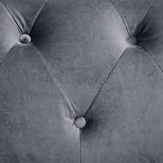 Button tufted gray velvet-like fabric loveseat additional photo 2 of 1