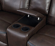 Brown breathable leatherette power recliner sofa by Furniture of America additional picture 13