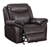 Brown breathable leatherette power recliner sofa by Furniture of America additional picture 6