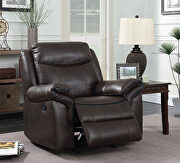 Brown breathable leatherette power recliner sofa by Furniture of America additional picture 7