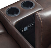 Brown breathable leatherette power recliner sofa by Furniture of America additional picture 8