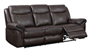 Brown breathable leatherette power recliner sofa by Furniture of America additional picture 10