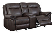 Brown breathable leatherette power recliner loveseat by Furniture of America additional picture 3