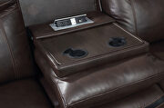 Brown breathable leatherette power recliner loveseat by Furniture of America additional picture 5