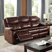 Superior cognac brown leatherette recliner sofa additional photo 2 of 7