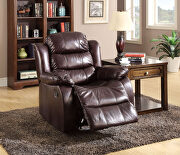 Rustic brown leather-like fabric sofa w/ 2 recliners by Furniture of America additional picture 2
