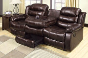 Rustic brown leather-like fabric sofa w/ 2 recliners by Furniture of America additional picture 3