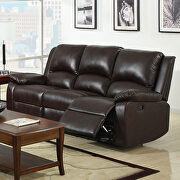 Rustic dark brown leatherette motion recliner sofa additional photo 3 of 5