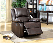 Rustic dark brown leatherette motion recliner sofa additional photo 5 of 5