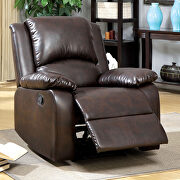 Rustic dark brown leatherette motion recliner sofa w/ flip-down table additional photo 3 of 5