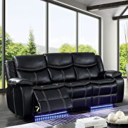 Black breathable leatherette power recliner sofa additional photo 3 of 13