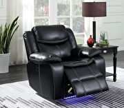 Black breathable leatherette power recliner sofa additional photo 5 of 13