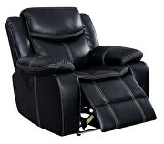 Black breathable leatherette power recliner chair by Furniture of America additional picture 3