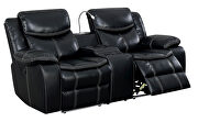 Black breathable leatherette power recliner loveseat by Furniture of America additional picture 8