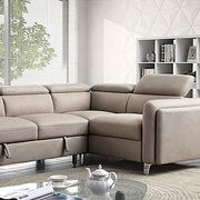 Gray fabric contemporary sectional w/ sleeper by Furniture of America additional picture 2