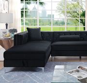 Black transitional sectional w/ chaise storage by Furniture of America additional picture 2