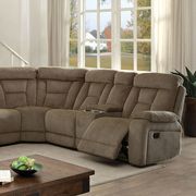 Large recliner sectional in mocha w/ 2 consoles by Furniture of America additional picture 2