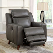 Gray breathable leatherette power motor recliner sofa additional photo 2 of 11