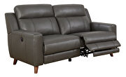 Gray breathable leatherette power motor recliner sofa by Furniture of America additional picture 11