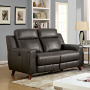 Gray breathable leatherette power motor recliner sofa additional photo 3 of 11
