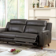 Gray breathable leatherette power motor recliner sofa additional photo 4 of 11