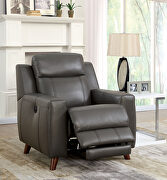 Gray breathable leatherette power motor recliner sofa by Furniture of America additional picture 7