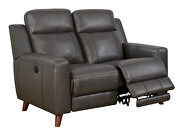 Gray breathable leatherette power motor recliner loveseat by Furniture of America additional picture 8