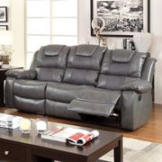 Gray Transitional Sofa w/ 2 Recliners & Drop-Down Table, Gray by Furniture of America additional picture 4