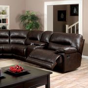 Recliner sectiional in dark brown w/ 2 consoles by Furniture of America additional picture 2