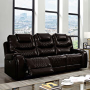 Diamond tufted brown faux leatheratte power recliner sofa by Furniture of America additional picture 2
