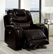 Diamond tufted brown faux leatheratte power recliner sofa by Furniture of America additional picture 4