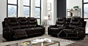 Diamond tufted brown faux leatheratte power recliner loveseat by Furniture of America additional picture 2