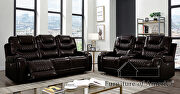 Diamond tufted brown faux leatheratte power recliner loveseat additional photo 2 of 4