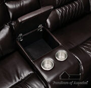 Diamond tufted brown faux leatheratte power recliner loveseat additional photo 5 of 4