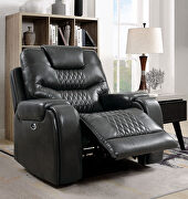 Diamond tufted gray faux leatheratte power recliner sofa by Furniture of America additional picture 5