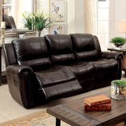 Traditional recliner sofa in brown leather by Furniture of America additional picture 3